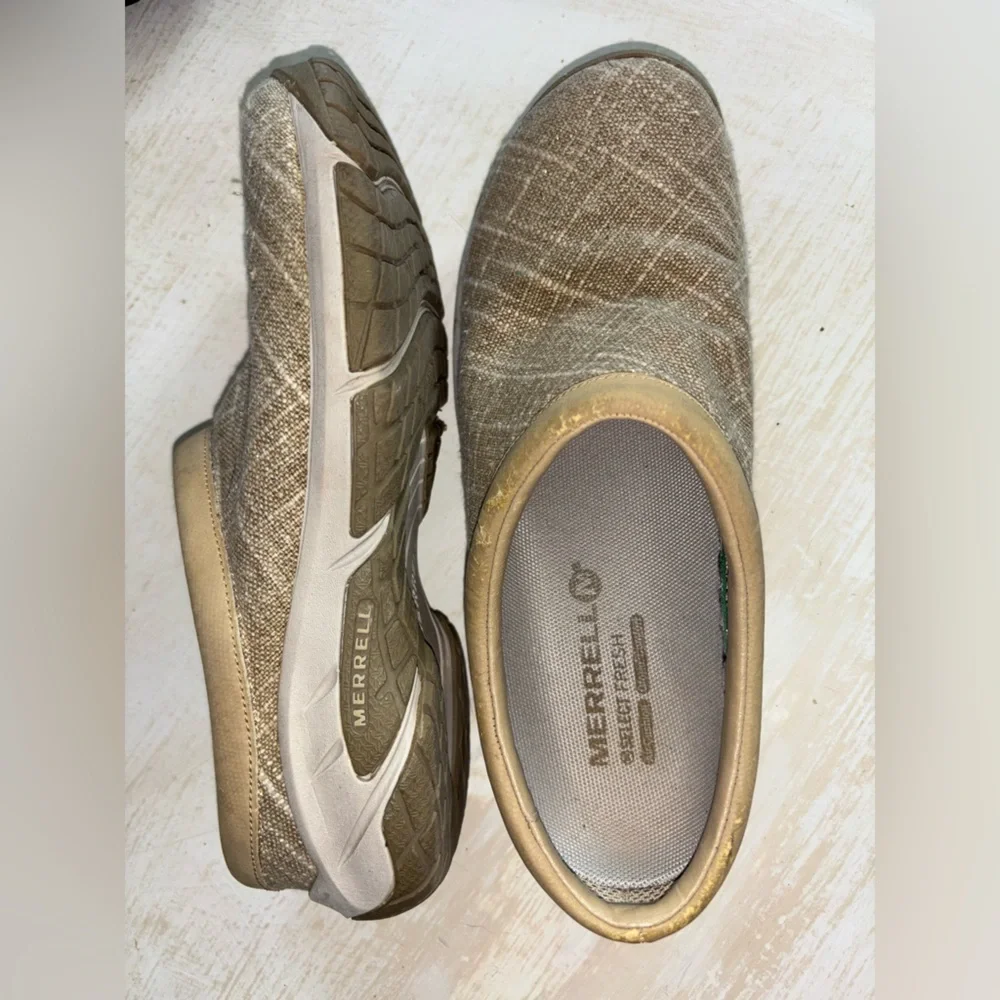 Merrell Rucksack Tan Cream Brown Slip-On Shoes Size 6.5 - Picture 5 of 10